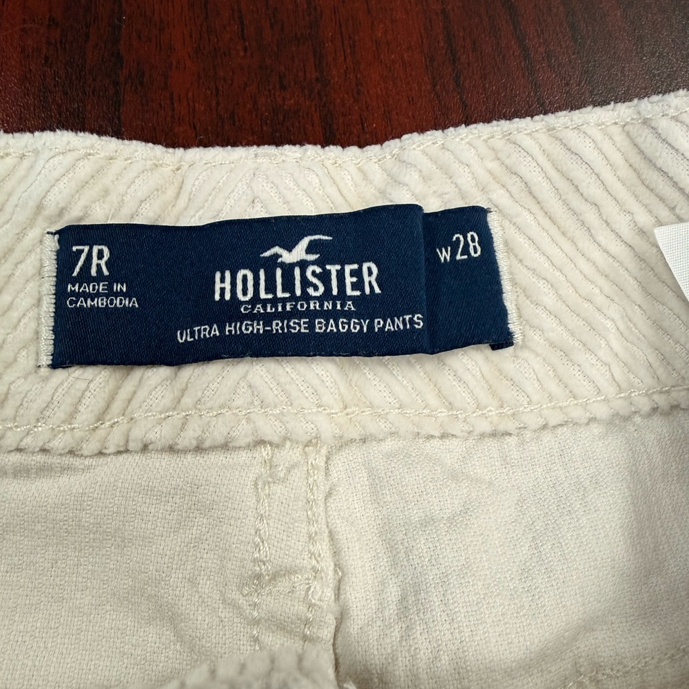 Hollister Women's Cream Wide Leg Corduroy Pants - Picture 2 of 8